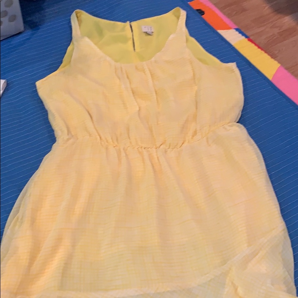Summery Yellow/White Dress Lg Anewday No Sleeve 06
